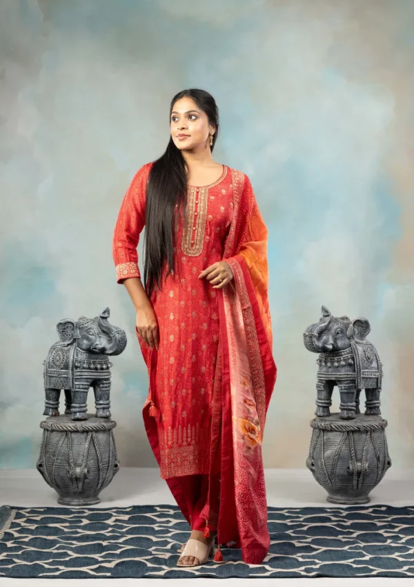 Salwar Set - Red - Image 3